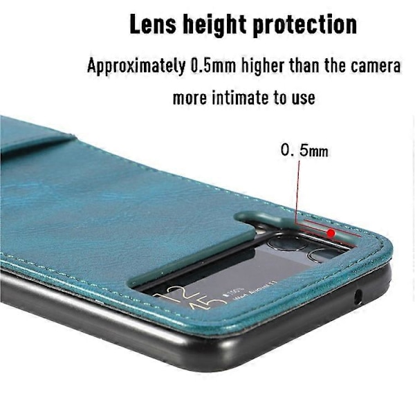 Kompatibel med Samsung Galaxy Z Flip4 5G Bærbar Wallet Telefon Cover PU Læderbelagt Hård PC Cover Foldbar Telefon Skal Green