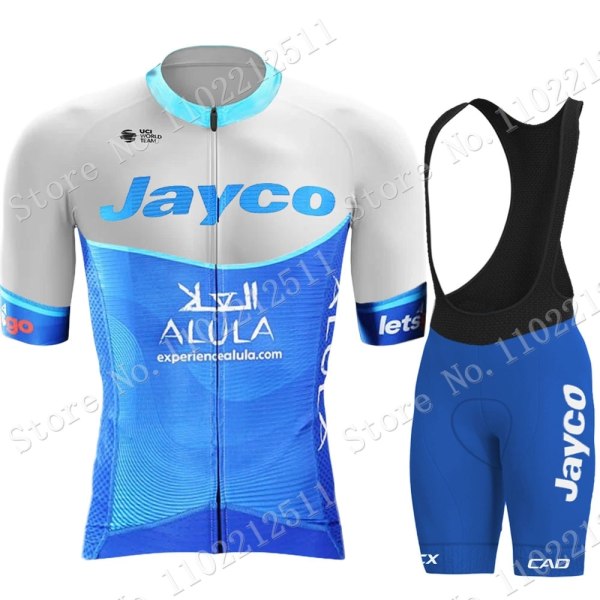 Team Jayco Alula 2023 Cykeltröja Set Kortärmad Blå Herrkläder Road Bike Shirts Kostym Cykel Bib Shorts MTB Maillot 1 XXL