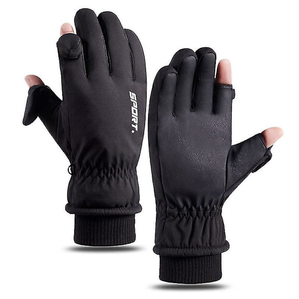 Lasketteluhanskat - Vedenpitävät, hengittävät lumilautakäsineet, lämpimät talven lumihanskat, sopivat sekä miehille että naisille BLACK XL