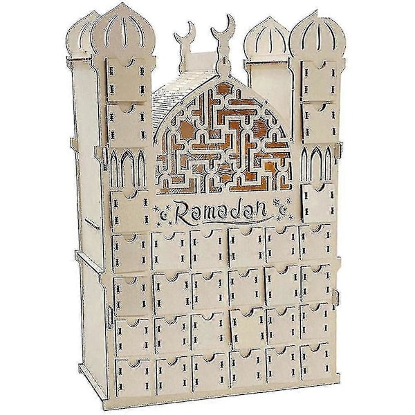 Ramadan-kalenteri, Puinen Uusiokäyttöinen Kalenteri 30 Lokerolla, Eid Mubarak -Koriste, Ramadan-Kalenteri
