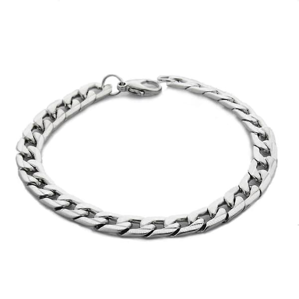 9 mm bred Curb-lenke armbånd i rustfritt stål for menn