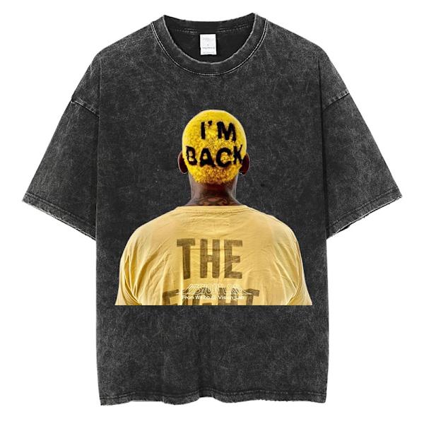 Dennis Rodman Grafisk T-shirt Oversize sommar Herrkläder Bomullsmode Hip Hop Street Kortärmad T-shirt J292C-Black XXL