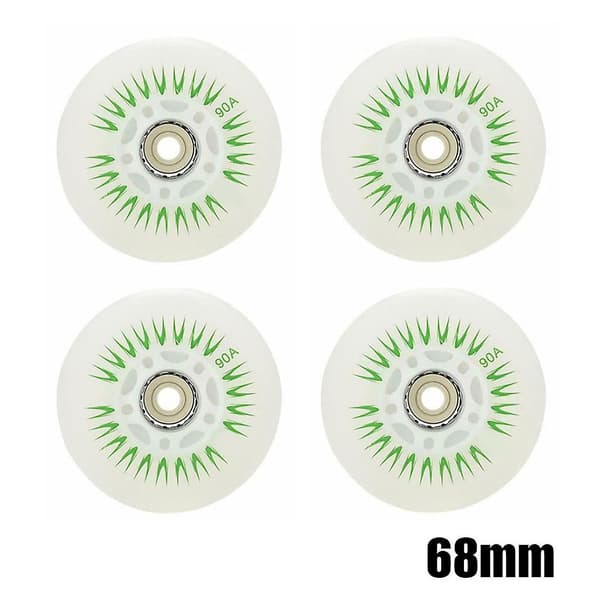 4 stk. Flash Inline Skate Hjul 90A LED Lysende Skøjtehjul 80 76 72 68 Green 68mm