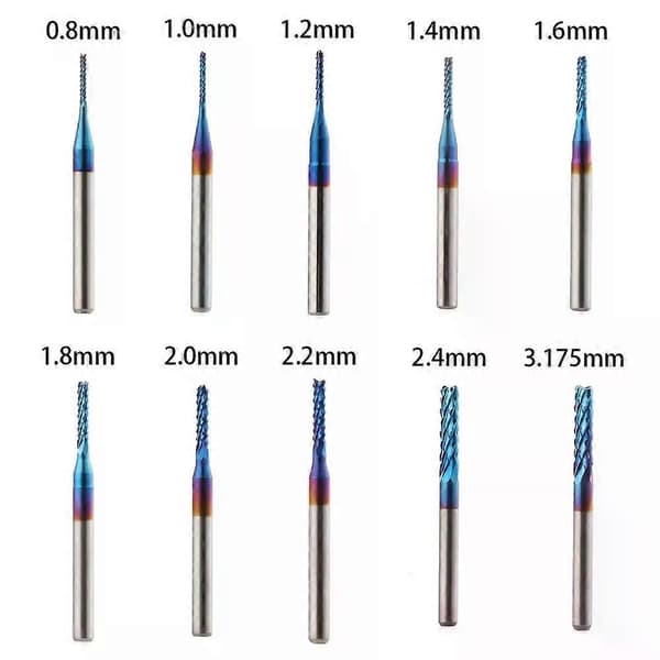 08-3175mm Slipe Gravering Kutting Blå Titanium Belagt Fresekutter Endefres Karbid Eggkutter