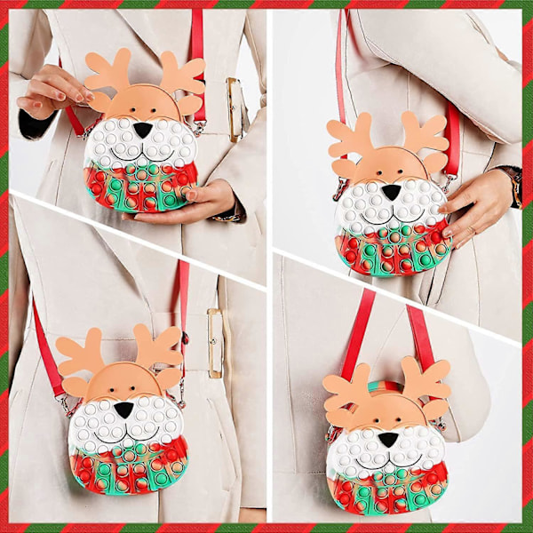 Pop Plånbok Fidget Leksak Axelväska för Flicka, Silikon Pop Crossbody Fidget Väska Julklappsfavoriter, Regnbågsbubbla Ångestlindring Pop Sensorisk Handväska