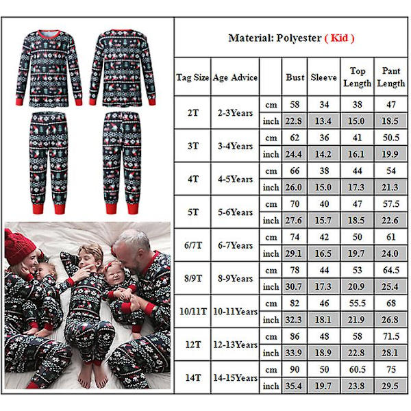 Hem Matchande julpyjamas Nyhet Ugly Snowflake Print Pyjamas Holiday Pyjamas Set Kid XL