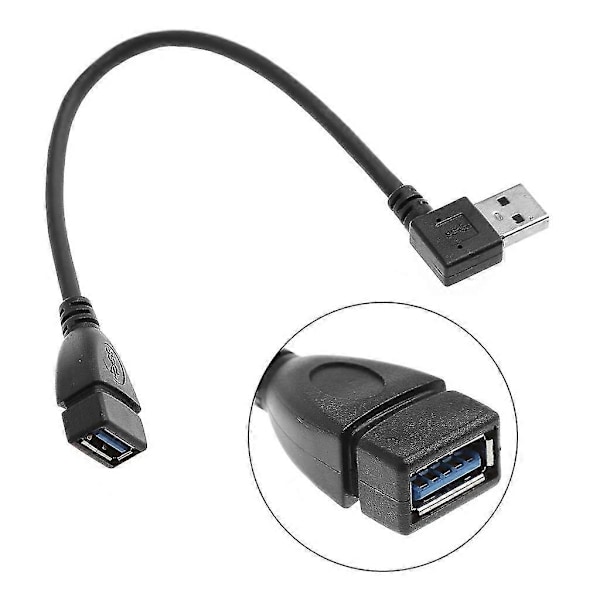 USB 3.0 A Rätvinklig 90 Grader Hane Till Hona USB Förlängningskabel Konverterare