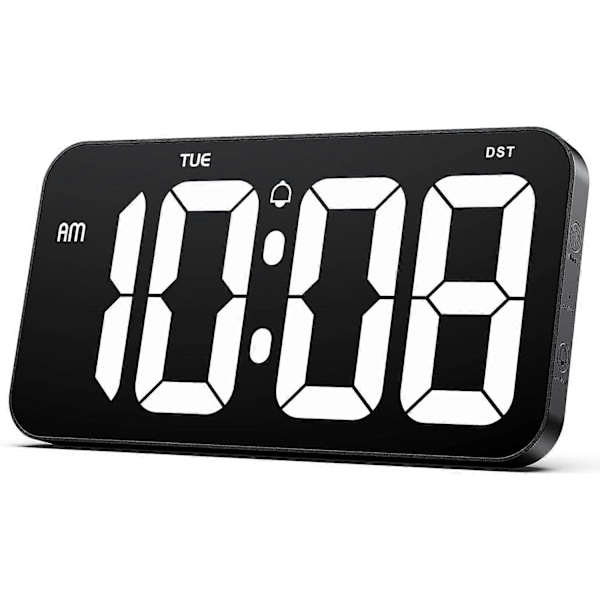 Stor Digital Väggklocka med 10 cm Stora Tydliga Siffror - Digital Klocka för Vägg med Sommartid, Automatisk Dimning, Vecka, 12/24H (Inte en Batteriklocka)