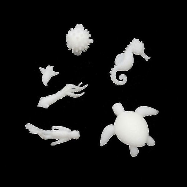 6x Skildpadde Blæksprutte Resin Form Fyld Mini Marine Modellering Materialer Diy Kunsthåndværk