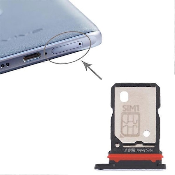 Kompatibel for vivo X60 Pro+ 5G Dual SIM-kort Skuff Holder Erstatning (uten Logo) Black