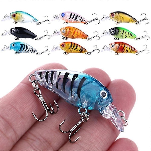 9 kpl Crankbait Viehe Koukku Jigging Syötti Kalastusviehe Minnow Vaaput
