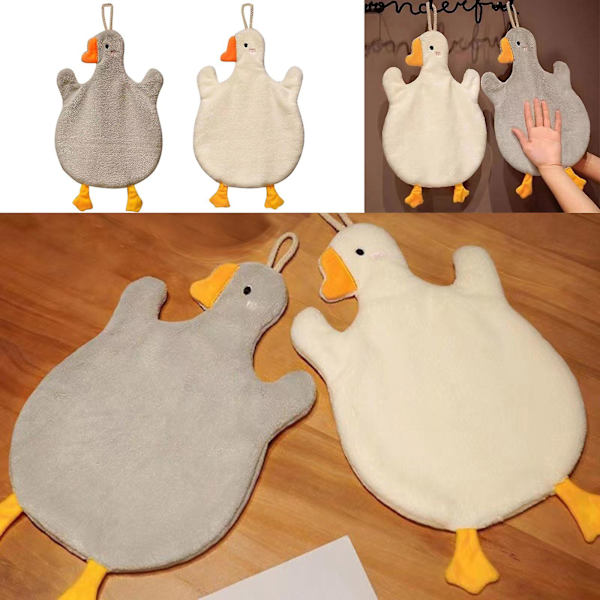 Keittiöpyyhe sarjakuva Duck Goose CAN ripustaa kotitalouksien kylpyhuoneen paksuuntunut imukykyinen pyyhe Nenäliina ruoanlaitto puuvilla White