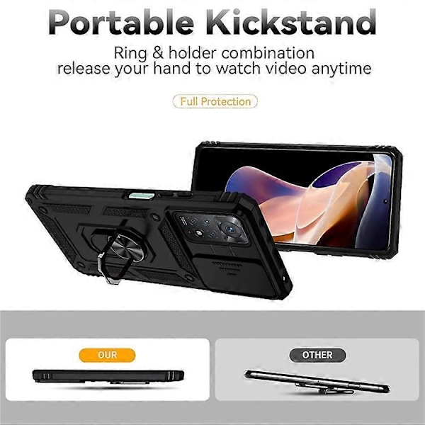 Kompatibelt för Xiaomi Redmi Note 11 Pro 4G (MediaTek) / Redmi Note 11 Pro 5G (Qualcomm) Skydd Hårt PC + TPU Skyddsfodral Ro Black