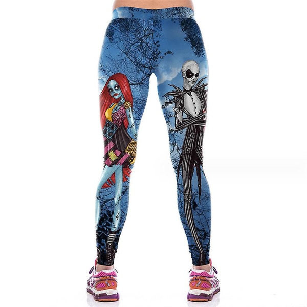 Högmidjade leggings för kvinnor med print Mjuka fula atletiska stretchiga modebyxor för fester style 1 M