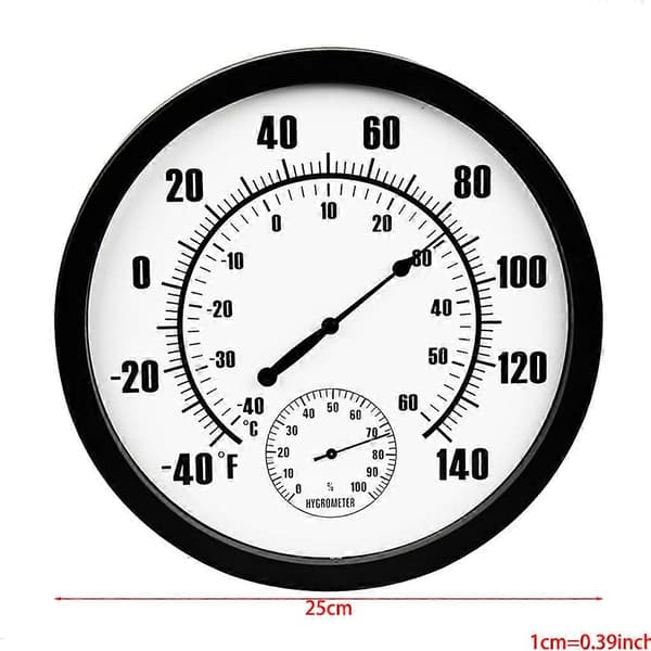 Termometer Innendørs Utendørs 10\" Diameter Terrasse Stort Veggtermometer Hygrometer