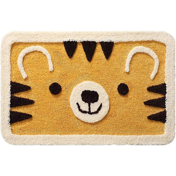 Söt Tiger Dörrmatta, Härlig Lejon Badrumsmatta, Halkfri Vattenabsorberande Leo Tryck Badmattor, Tecknad Duschmatta Djur Hemmatta (25.6 tum x 1