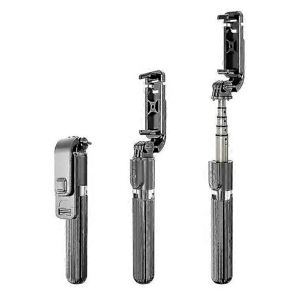 Nyaste Aluminium Mini 360 Graders Rotation Stabilisering Smartphone Hållare L03 Ring Light Bt Selfie Stick (svart)
