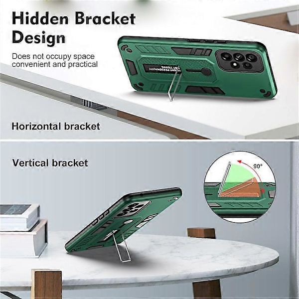 Kompatibel med Samsung Galaxy A33 5G Anti-ripe Telefondeksel med Fingerstropp PC + TPU Støtte Cell Phone Cover Green