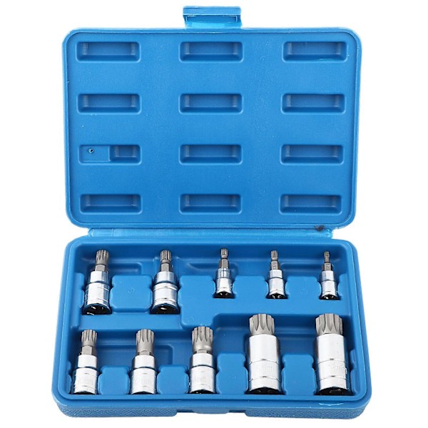 10 stk. 12-punkts Triple Square Splined Bit Socket Sett M4-M18 1/4\" 3/8\" 1/2\" Drive Reparasjonsverktøysett