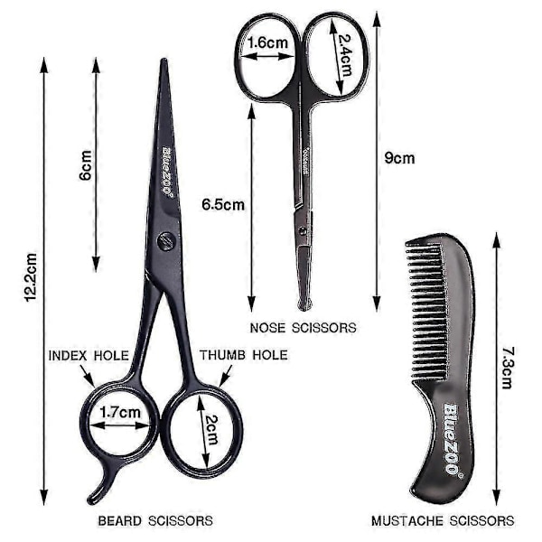 Botao Skäggsax/Nässax/Mustaschkam Multifunktionell Grooming Kit Presentförpackning Skäggtrimningssax Kit Trimning Näshår För Män Med Förvaring