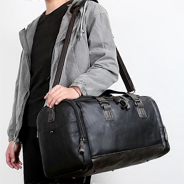 Herre Kvalitets PU Læder Rejsetasker Håndbagage Taske Herre Duffel Bags Håndtaske Casual Rejse Tote Stor Weekendtaske