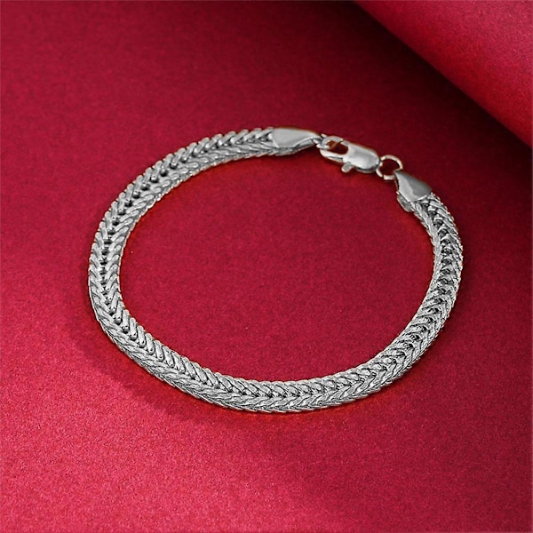 Sølvfarget Kubansk Lenke Armbånd i Rustfritt Stål Unisex Dame Herre