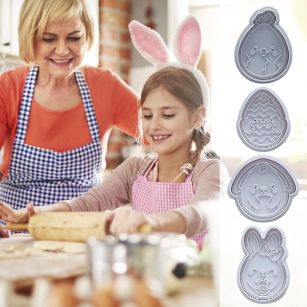 Kakformar Fondant Stämplar 4-delars Set Påskdag Tårta Kakset Verktyg Q