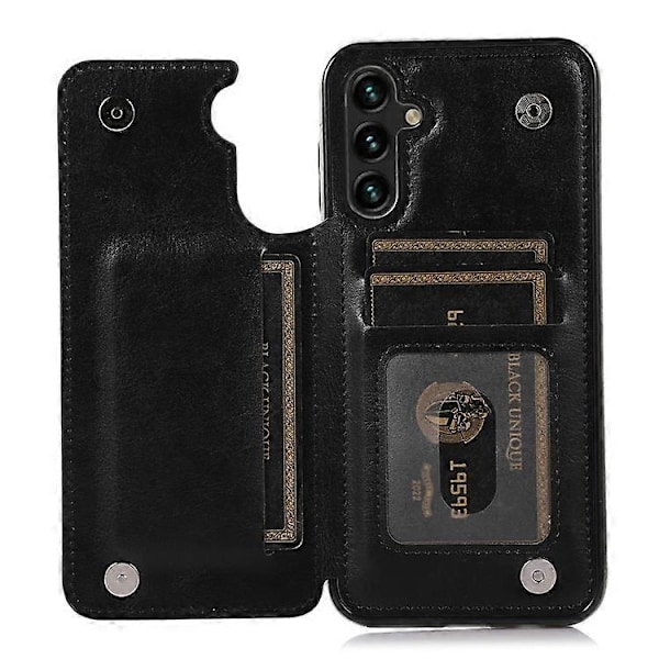 Kompatibel med Samsung Galaxy A54 5G Kortholder Telefon Cover PU Læderbelagt TPU Støtteben Etui Black