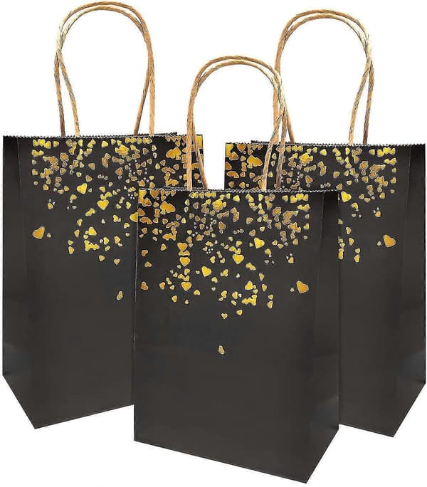 20 stycken presentpåsar av kraftpapper, med vacker gulddesign, utsökta och hållbara