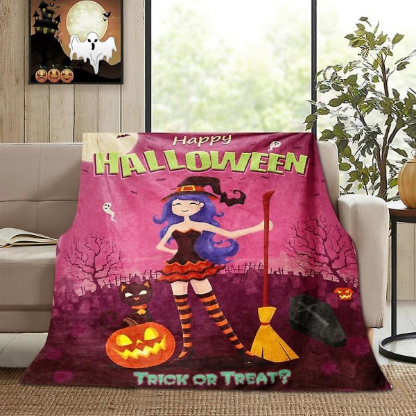 Halloween-slängfiltar Halloween-slängfilt Mjuk Halloween-slängfilt av flanell Fuzzy filtar för läsning Studera Tupplurar och style 1