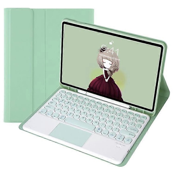 YT098B-A Yhteensopiva iPad Air (2020) / (2022) Pyöreät näppäimet Langaton Bluetooth-näppäimistö kosketuslevyllä, ihoa myötäilevä iskunkestävä jalusta LightGreen