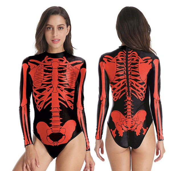 Halloween Women Digital Skeleton Tight yksiosainen uimapuku vetoketjulla style 8 L-XL