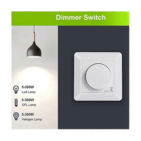 LED Dimmerbryter, innfelt dimmer for dimbar LED og halogen, 5-300 W dimmerbryter LED, Ph