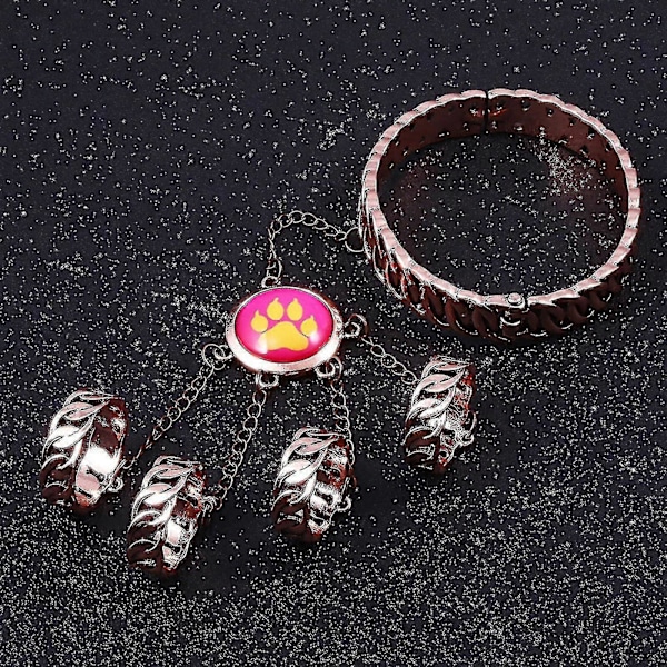 Animations Ladybug Reddy Girl Ring Armband Set Kattklo och Hundklo Element Ring Öppning Stängning Armband Present till Barn-
