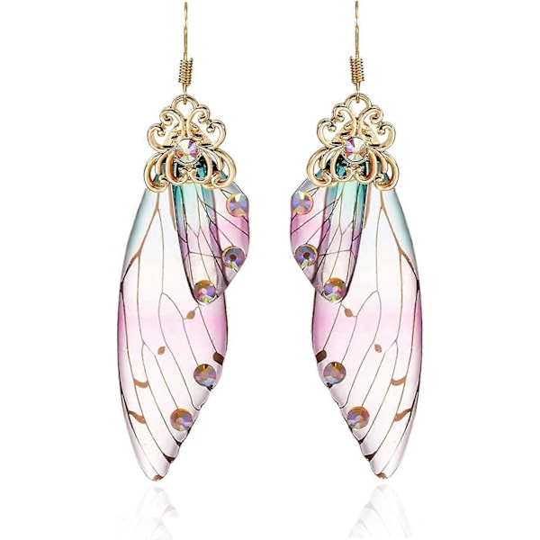 Heyone Butterfly Wing Drop Dangle Ørepynt Gullbelagt Krystall Rhinestone for kvinner jenter bryllup Smykker