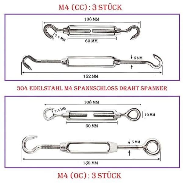 Sæt med 30 M4-spændere - Med M4-spænder i rustfrit stål, 3 mm rustfri wireklemme, kaus og krympetang.