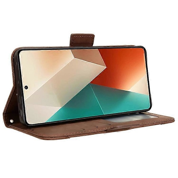 Kompatibelt Skal för Xiaomi Redmi Note 13 5G Slim-Fit PU Läder Telefonställ Plånboksfodral Brown