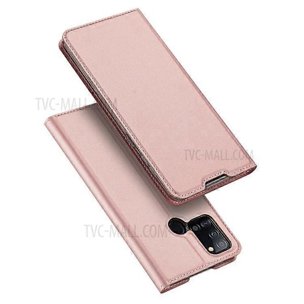 DUX DUCIS Skin Pro Series Folio Flip Läderfodral med Kortfack Kompatibelt för Samsung Galaxy A21s PinkGold