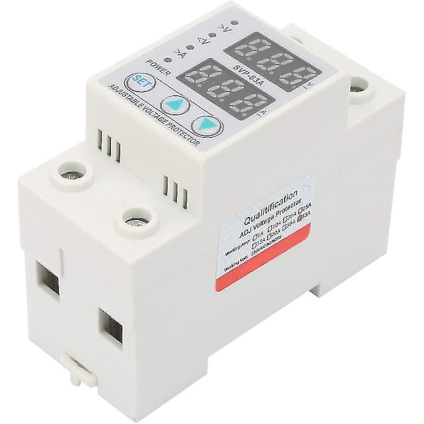 Zk- Ac230v 63a Strömsskydd Spänning Över/under Spänningsskyddsenhet Dubbel LED-display Enfas Lågspänningsskydd DIN-skena Montering