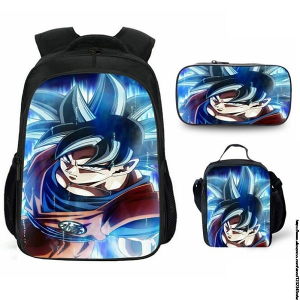 3 stk 16 tommer Dragon Ball Goku skoletaske til børn skoletaske Green 14inch