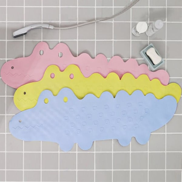 Skridsikker Bademåtte Børn Anti-skrid Badekar Måtte Brusemåtte Børn, blød Gummi, Maskinvaskbar, krokodillemønster 95cm*34.5cm Wuqx