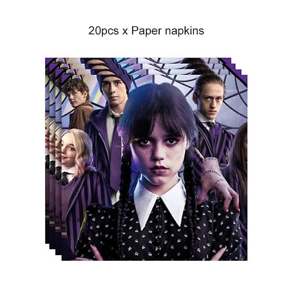 Elokuva Keskiviikko Addamsin syntymäpäiväjuhlien koristelu Banneri Ilmapallo Astiasto Juhlatapahtumatarvikkeet Kodinsisustuskupit tausta 20pcs napkins7