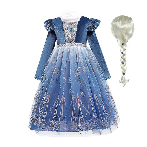 Frozen Winter Elsa Prinsessa Mekko Lapsi Tyttö Lumikuninga Vestido Cosplay Vaatteet Elza Halloween Joulupuku Elsa 3 4T (Size 120)