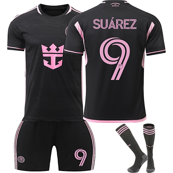 24-25 Miami Jersey Away Voksen Børn Kortærmet Fodboldtøj Sæt Nr. 9 Suarez Nr. 10 Vest NO.9 With Socks 2XL