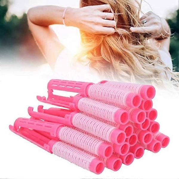 20 stk. Permanentruller, Løse Krøllede Hårstyling Permanentruller, Ingen Indryk Hår Permanentruller til Damer Hårstyling Design (Pink)