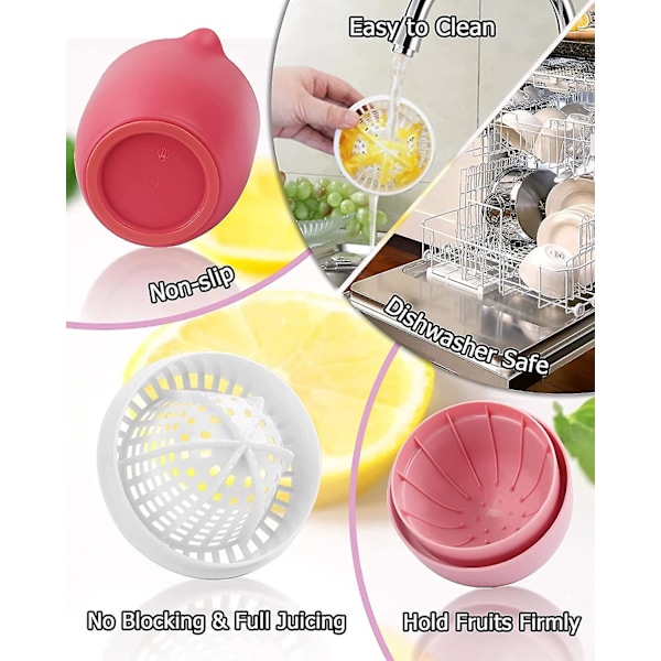 Manuel Citruspresser med Unikt Citronformet Design To Anvendelsesmåder til Forskellige Frugter (pink) 15*10cm Jiujiuso