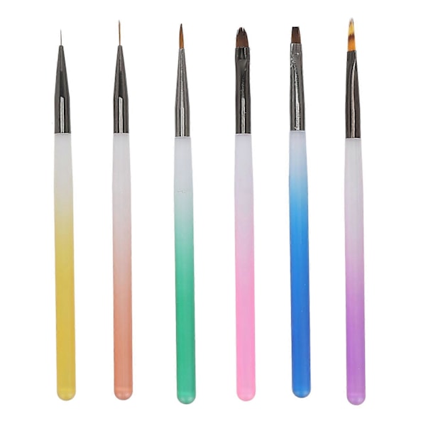 6 st Nagelkonst Penslar Set Professionell Exakt Målning Nagelkonst Design Penna Målningsverktyg för Hemmamanikyrer Nagelsalonger