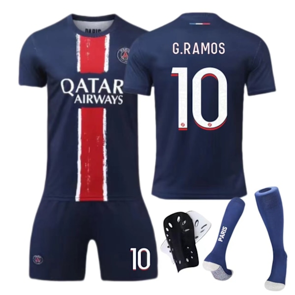 24-25 Paris Hemmatröja Nr 7 Mbappe 9 Ramos Barn Vuxen Kostym Fotboll Uniform NO.10 With Socks 26