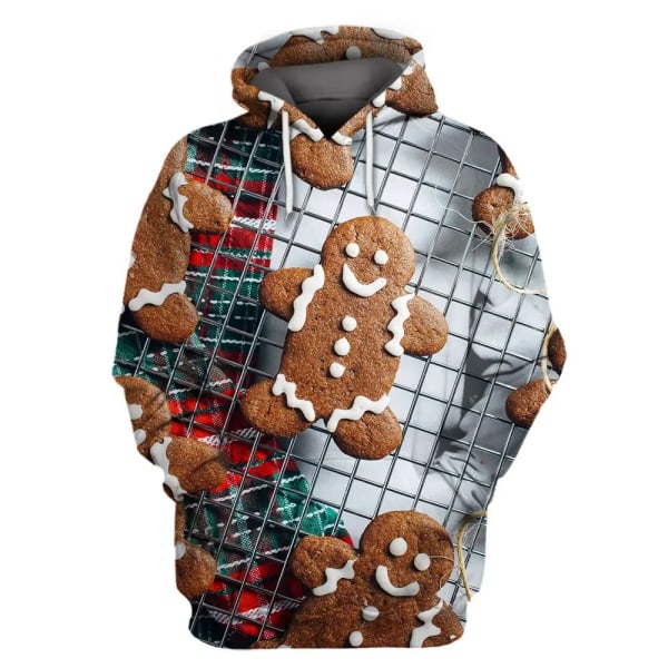 Herr jul 3d hoodies Sweatshirt Print Pepparkakor Casual Harajuku Toppar Höst Vinter Oversized Lyxkläder style 5 4XL