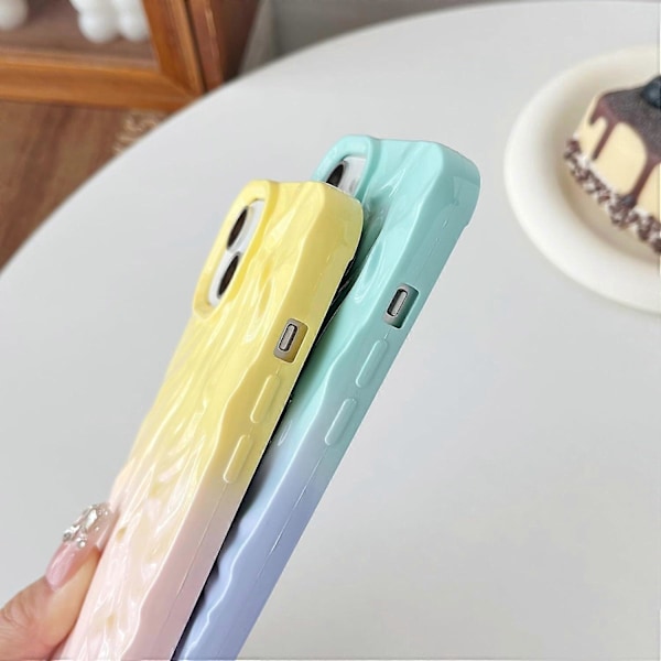 Blødt iPhone-cover med bølgeformet mønster i krom (Pink Blå, iPhone 12 Pro Max)